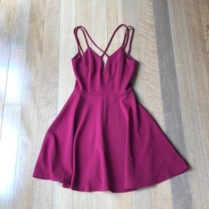 Maroon fit and flare criss cross dress